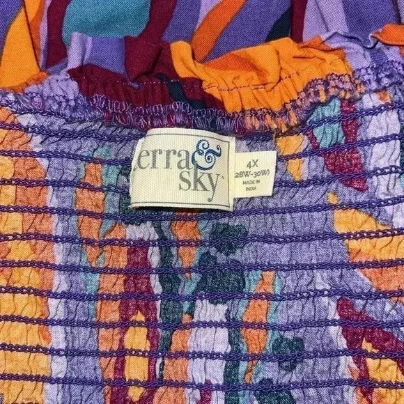 Terra & Sky Plus Size Multicolored Blouse U14 - Picture 4 of 4